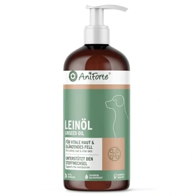 Imagen de AniForte Aceite de linaza para Perros y Caballos 1 litro Natural prensado en frío, Rico Omega 3 6