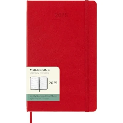 Imagen de Moleskine Weekly Planner, Agenda Semanal con Espacio para Notas 12 Meses 2025, Tapa Dura y Cierre Elástico, Color Rojo Escarlata, Formato Grande 13x21