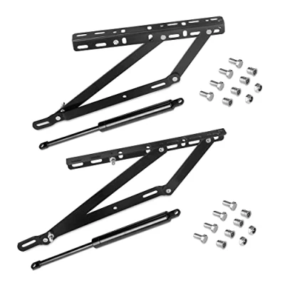 Imagen de Emuca Juego de mecanismos elevables para cama canapé, Sistema lateral 90 cm, Pintado negro, Acero