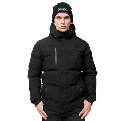 Imagen de Lonsdale MIT Kapuze Normale Passform Mallaig Chaqueta de invierno, Hombre, Talla: Medium, Black white