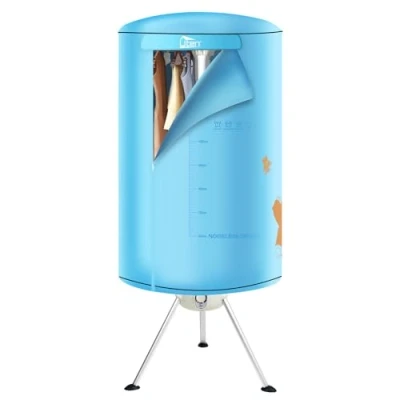 Imagen de Uten Secadora de Ropa Eléctrica Portátil 1000W Con Reducción Ruido para Dormitorios Familiares, Alta capacidad Fácil Almacenar (Redondo Azul claro)