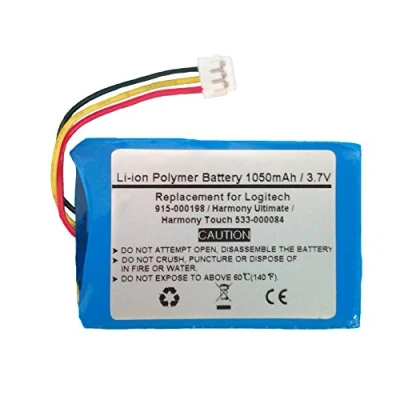 Imagen de STARNOVO Batería de repuesto polímero litio 1050 mAh, 3,7 V, para Logitech Harmony Ultimate Touch 533 000084 915 000198