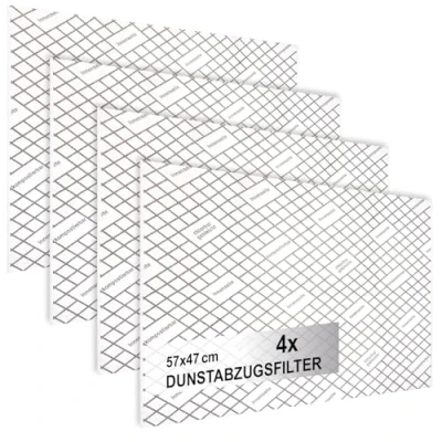 Imagen de COM FOUR® Filtro extractor 2x para campana extractora con alto rendimiento de filtrado plano universal 1 mm, recortable a medida indicador saturación (Con 4 piezas)