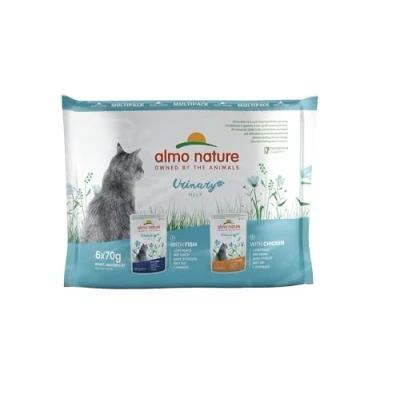Imagen de Almo Nature Functional Urinary Help Comida Húmeda Multipack con Pescado y Pollo para Gatos (6 x 70 Gramos)
