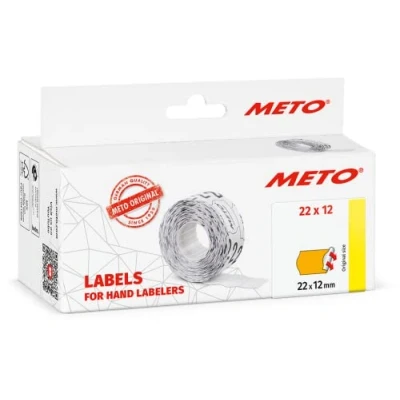 Imagen de Etiquetas Meto para etiquetadoras manuales (22x12 mm, 1 línea, naranja fluorescente, 6000 unidades, adherencia permanente, Meto, Contact, Sato, Avery, Tovel, Samark, etc.)
