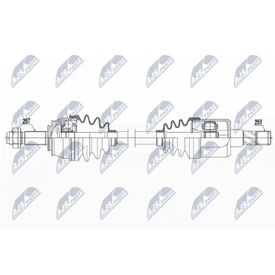 Imagen de NTY NPW PL 041 Árbol de transmisión Eje delantero, izquierda, delantero 576 Caja cambios manual OPEL: Corsa E Hatchback, Adam