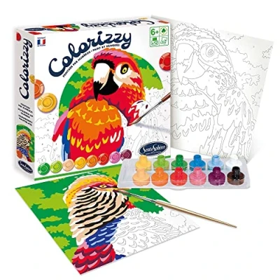 Imagen de Sentosphere 3904501 Juego, diseño Pájaros Colorizzy, números, Pintura para niños, Loro, Kit de Manualidades, Juego Creativo DIY, Multicolor