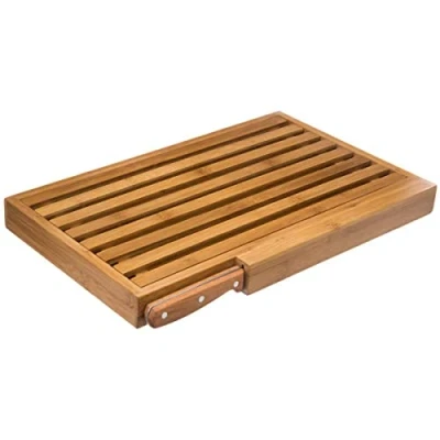 Imagen de 5FIVE Tabla de pan bambú 44 x 25 y su cuchillo integrado.
