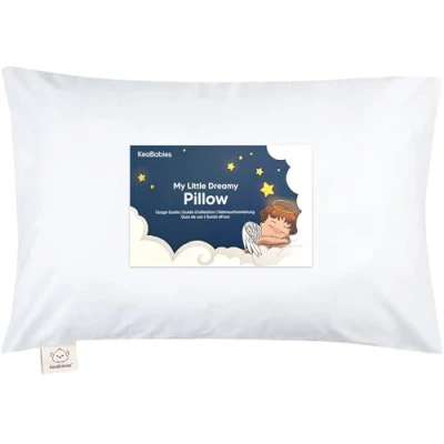 Imagen de Almohada para Niño Pequeño con Funda Pequeños De Algodón Orgánico Suave Dormir Lavable E Respirable Viajar (Soft White)