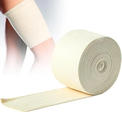 Imagen de vendaje tubular de soporte elástico, tamaño F, algodón, manga fundida, rollo rodilla, para brazo, pierna y muñeca (3.9 pulgadas x 5.46 yardas)