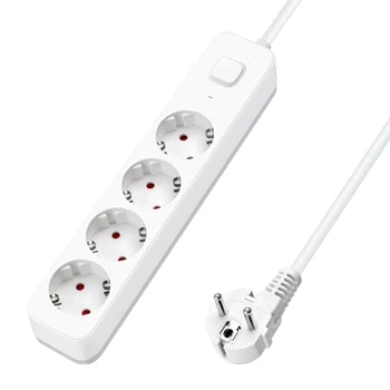 Imagen de Aigostar Regleta Enchufes, Alargador Enchufe de 4 Enchufes con Interruptor, Cable 1,5 Metros, Blanco