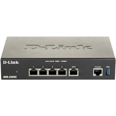 Imagen de D Link DSR 250V2 Router Profesional Firewall VPN, Gigabit Multi WAN, balanceo de Carga, 1p 3p LAN, WAN/LAN/DMZ, VPN avanzado para securizar teletrabajo, Control Webs y apps