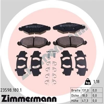 Imagen de ZIMMERMANN 23598.180.1 Juego de pastillas freno con tornillos Foto correspondiente a la entrega, muelle PEUGEOT: 206 Hatchback, SW