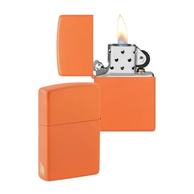 Imagen de Zippo Diseño con Llama de Orange Matte Laser Engrave Mechero, rellenable, en una Caja Regalo halta Calidad