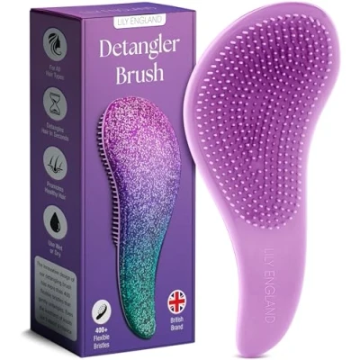 Imagen de Cepillo de Pelo Desenredante Para Cabello Mojado, Seco, Fino, Grueso, Rizado Mejor Todo Tipo Regalo Mujeres y Niños ¡No Más Enredos! (Morada) Lily England