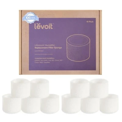 Imagen de Levoit Filtro de Repuesto para Humidificador, Captura las Partículas Finas del Depósito Agua Mejorar la Eficacia Humidificación, Compatible con Paquete 10