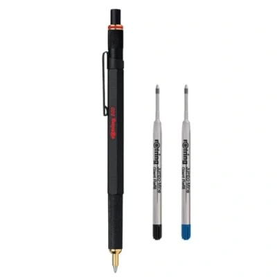 Imagen de rOtring Juego de 800 bolígrafos Punta media Tinta negra Barril Negro Recambios bolígrafo recargables medianos y Azul
