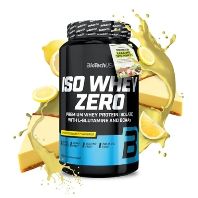 Imagen de BioTechUSA Iso Whey Zero Premium Protein Isolate Grass Fed Enzyme Free Sugar and Gluten free, 908 g, Lemon Cheesecake