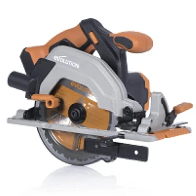 Imagen de EVOLUTION POWER TOOLS Sierra circular inalámbrica R165CCS Li de con corte multimaterial Incluye hoja TCT 165 mm, Black/Orange