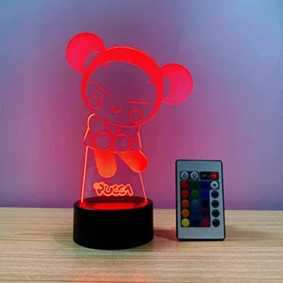Imagen de Lampara LED Infantil PUCCA Cambia Color USB Luz nocturna y decoración con MANDO INALÁMBRICO OFICIAL (Pucca)