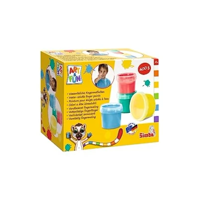 Imagen de Simba 106334639 Art und Fun Pinturas para dedos (4 unidades, 100 g, rojo, azul, verde, amarillo, a partir de 2 años)