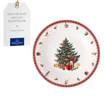 Imagen de Villeroy &amp; Boch Toy&#039;s Delight Specials plato de presentación, grande para pizza, tartas, servicio porcelana, vajilla navideña, 30 cm Ø, apto lavavajillas y microondas