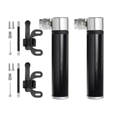 Imagen de 2 piezas Mini bomba de bicicleta portátil,Bomba aire alta presión 120 psi,Bicicleta montaña y BMX, aluminio para bicicleta, Presta Schrader
