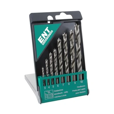 Imagen de ENT 09248 Juego de 8 brocas para madera HSS G 3 10 mm helicoidales afiladas en