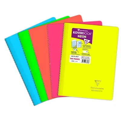 Imagen de Clairefontaine 376723C Koverbook NEON reliure intégrale enveloppante PP opaque 21x29,7cm 160p ligné couleur aléatoire