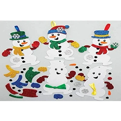 Imagen de Baker Ross AX516 Kit Decoraciones Combinables Para El Árbol Muñeco De Nieve Pack 8, Manualidades Y Navideñas Infantiles