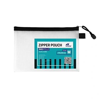 Imagen de LEVIATAN Set de 12 Bolsas con Cremallera A5 Zip Transparente, Impermeable, Organizador Documentos, Papelería y Cosméticos