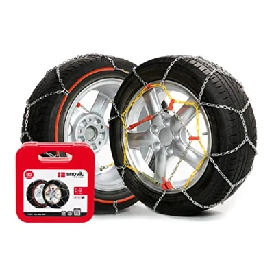Imagen de SNOVIT E 9 Talla 90 Cadena de nieve metálica 9mm. Turismo. Certificación EN 16662 1. Set 2 Uds.