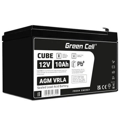 Imagen de Green Cell Recambio de Batería Gel AGM 12V 10Ah Rechargeable Pila Sellada Plomo ácido sin Mantenimiento Reemplazo para Sistemas Alarma Antirrobo Video vigilancia