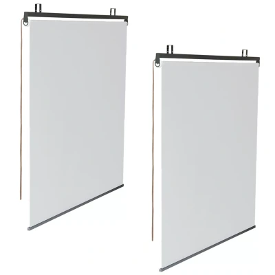 Imagen de IDMarket Lote de 2 persianas enrollables (124 x altura) 225 CM para pérgola Blanco