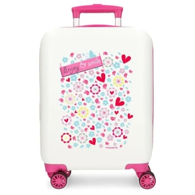 Imagen de MOVOM Enjoy &amp; Smile Maleta de Cabina Blanco 33x50x20 cms Rígida ABS Cierre combinación Lateral 28,4L 2 kgs 4 Ruedas Dobles Equipaje Mano