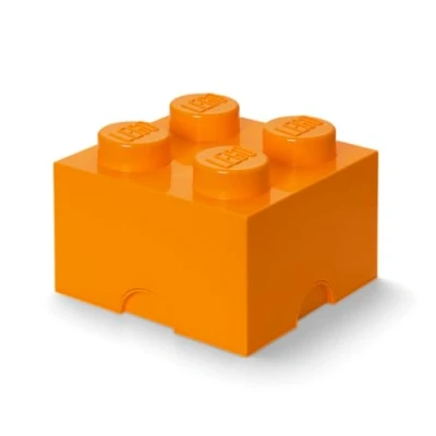 Imagen de Room Copenhagen Aufbewahrungsbox, 4 Noppen Ladrillo de Almacenamiento espigas Lego, Caja almacenaje apilable, 5,7 l, Naranja, Bright Orange, One Size