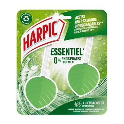 Imagen de HARPIC Lote de 3 bloques inodoro ecológicos con piedras anticalcáreas, aroma eucalipto, 2 unidades