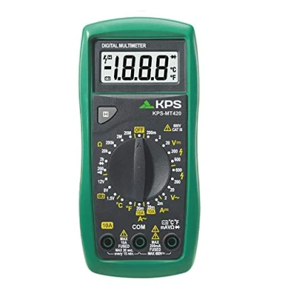 Imagen de KPS MT420 Multimetro digital 2000 cuentas Tension AC/DC 600V, Corriente 10A, Resistencia 20MΩ, Temperatura Continuidad Diodos Comprobador de baterías