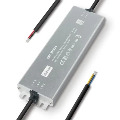 Imagen de illuburg Transformador LED 24V 200W Impermeable IP67 Extraplano Sin Parpadeo para Tira Fuente de Alimentación Driver