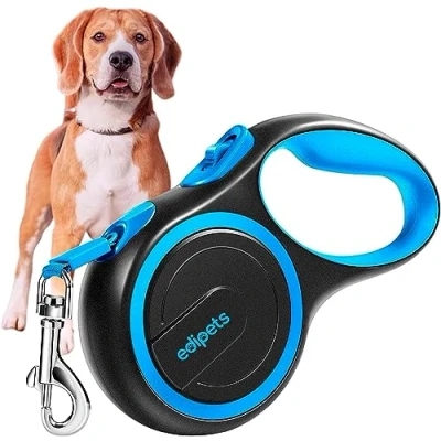 Imagen de Edipets, Correa Perro Extensible, Retráctil, 3, 5 y 8 Metros, Cinta Flexible para Adiestramiento Paseo, con Seguro Freno, Diseño Agarre Cómodo (5m hasta 20kg, Azul)