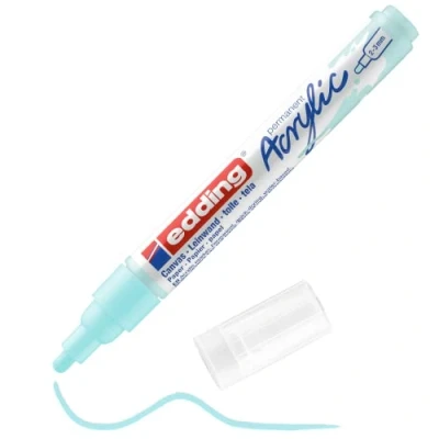 Imagen de edding 5100 marcador acrílico de trazo medio azul pastel 1 rotulador resistente al agua punta redonda 2 3 mm pintura acrílica para lienzo, papel kraft, madera y piedra