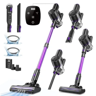 Imagen de Vexilar 35KPa Aspiradora sin Cable V8PRO,3 en 1 Autonomía 40 Mins,Potente Succión Escoba Cable,Aspirador Vertical para Pelo de Mascotas/Alfombra/Suelo/Coche