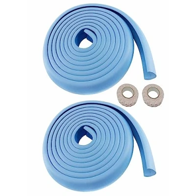 Imagen de TUKA 5 Metros Protector Borde Anti Golpe, Espuma Forma de L para Mesa Borde, anticolisión Tira Seguridad Bebés y niños, Suave Protectores Bordes, Extra DENSOS. Azul, TKD7000 blue