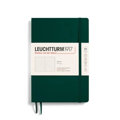 Imagen de LEUCHTTURM1917 367269 Libreta Medium (A5) 145 x 210 mm, Tapa Blanda, 123 páginas numeradas, Forest Green, Puntos
