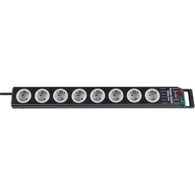 Imagen de Brennenstuhl Regleta Enchufes con 8 Tomas de Corriente y Carcasa Estable Policarbonato (Cable 2.5 m, Protecctión Infantil, para Interiores), Negro/Gris,