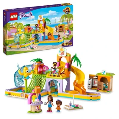 Imagen de LEGO 41720 Friends Parque Acuático, Heartlake City, Juguetes de Verano para Niños 6 Años o Más, Set Construcción con 2 Toboganes y Mini Muñeca Andrea