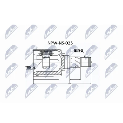 Imagen de NTY NPW NS 025 Junta Homocinética Transmisión automática Eje delantero, derecha, lado de rueda NISSAN: X Trail