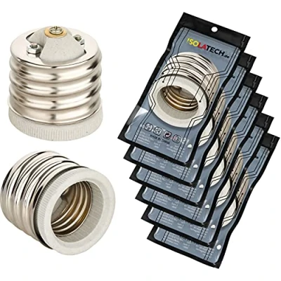 Imagen de ISOLATECH 6pcs E40 a E27 zócalo adaptador para casquillo de la lámpara LED convertidor lámparas bajo consumo (máx. 250V/2A) bombillas cocina baño base cerámica resistente al calor
