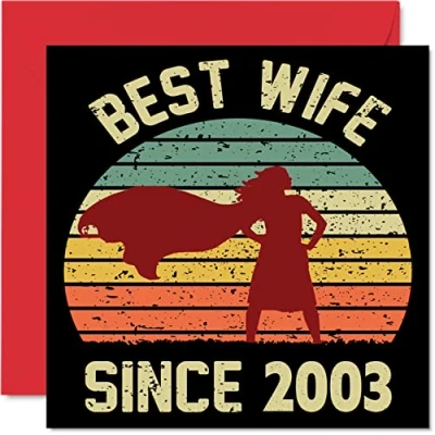 Imagen de Tarjeta de aniversario número 21 para esposa marido, la mejor desde 2003, regalos con texto en inglés &quot;I Love You&quot;, tarjetas felicitación boda pareja,