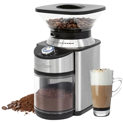 Imagen de ProfiCook PC EKM 1205 molinillo de café eléctrico, 200 W, 16 ajustes grado molienda, acero inoxidable, café, hasta 230 g granos temporizador eléctrico